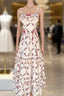 Sexy A Line Square Neckline Sleeveless WomenS Red Floral Holiday Dress Vacation Dress Birthday Dress