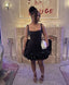 Sexy A Line Straps Black Short Homecoming Dress