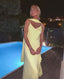 Sexy A Line Straps Chiffon Yellow Long Prom Dress