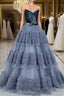 Sexy Ball Gown Sweetheart Neckline Gray Tulle Evening Dress Prom Dress