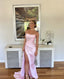 Sexy Birthday Dress Pink Strapless Prom Dress Slit Birthday Outfits