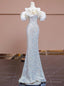 Sexy Champagne Mermaid Sequins Prom Dress