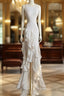 Sexy Mermaid Scoop Satin Night Party Dress White Long Prom Dress