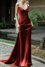 Sexy Mermaid Silk Satin Burgundy Prom Dress Long Prom Dresses