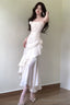 Sexy Mermaid Spaghetti Straps White Long Prom Dresses Night Dress Birthday Outfits