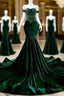 Sexy Mermaid Strapless Long Dark Green Prom Dress Evening Dress