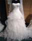 Sexy Pleated Strapless Bodice Corset Organza Ruffles Ball Gowns Wedding Dresses