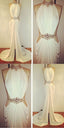 Sexy Prom Dresses Sheath Column High Neck Rhinestone Long White Prom Dress