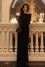 Sexy Sheath Long Sleeves Black Prom Dresses Birthday Outfits Evening Gown