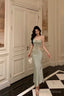Sexy Sheath Spaghetti Straps Green Prom Dresses Birthday Outfits Evening Gown