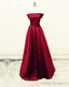 Sexy Strapless Long Satin Floor Length Bridesmaid Dresses For Wedding Party