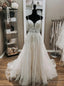 Sexy White Tulle Lace Spaghetti Straps Wedding Dress