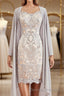 Sheath/Column Bateau Short/Mini Chiffon Mother of the Bride Dress With Appliques Lace