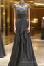 Sheath/Column High Neck Sweep Train Chiffon Mother of the Bride Dress With Lace