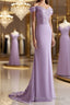 Sheath/Column Off-the-Shoulder Sweep Train Jersey Mother of the Bride Dress With Ruffles