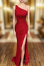 Sheath/Column One-Shoulder Sleeveless Jersey Long/Floor-Length Prom Dress With Pleated Split
