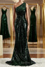 Sheath/Column One-Shoulder Sweep Train Sequins Bridesmaid Dress