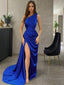Sheath/Column Strapless Sweep Train Silk like Satin Evening Dresses With Leg Slit