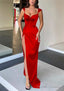 Sheath/Column Sweetheart Sleeveless Long/Floor-Length Satin Evening Dresses With Split