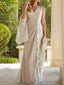 Sheath/Column V-neck Floor-Length Chiffon Mother of the Bride Dresses With Ruched