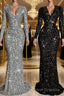 Sheath/Column V-neck Sweep Train Evening Dress
