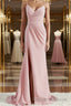 Sheath/Column V-neck Sweep Train Stretch Crepe Bridesmaid Dress with Leg Slit