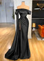 Sheath Off-The-Shoulder Long Sleeves Satin/Sequined Prom Dress