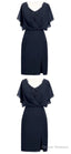 Sheath V-Neck Short Navy Blue Chiffon Homecoming Dress