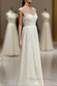 Sheer Cap Sleeve Open Back Wedding Dress
