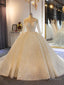 Shinny Long Ball Gown Sweetheart Sparkling Wedding Dresses with Sleeves