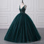 Shiny Emerald Green Sequined Tulle Quinceanera Dresses Backless V Neck Ball Gowns Evening Prom Dresses With Corset Back