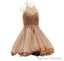 Short Beaded Halter Organza Ruffles Champagne Homecoming Dresses