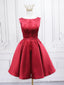 Short Burgundy Floral Prom Dresses, Short Wine Red Floral Formal Homecoming Dresses