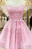 Short Junior Prom Dress Tulle Appliques