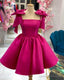 Short Satin Bow Straps Mini Dress Short Prom Party Dresses
