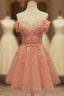 Short Tulle Homecoming Dress Lace Embroidery Off The Shoulder