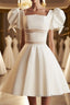 Short White Beaded Prom Dress, Short White Beaded Formal Homecoming Dress