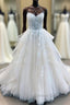 ShowprettyDress Long A-Line Strapless Lace Tulle Wedding Dress