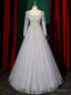 Silver Gray Tulle Long Sleeve Beading Sequins Prom Dress