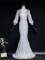 Silver Mermaid Sequins V-neck Long Sleeve Prom Dress