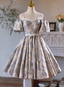 Silver Print Spaghetti Straps Homecoming Dress
