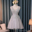 Silver Tulle V Neck Cocktail Party Dresses For Wedding