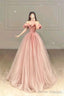 Simple A Line Pink Long Tulle Prom Dresses 22Th Birthday Outfit