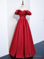Simple A line Satin Long Prom Dress, Burgundy Bridesmaid Dresses