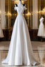 Simple A-Line Satin White Long Prom Dress, White Long Formal Dress