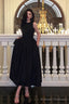 Simple A Line Scoop Neckline Black Backless Prom Dresses Birthday Outfits Evening Gown