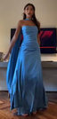 Simple A Line Spaghetti Straps Blue Satin Prom Dress Birthday Outfits