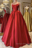 Simple Backless Red Satin Long Prom Dress, Backless Red Formal Dress, Red Evening Dress