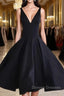Simple Cute V Neck Short Black Prom Dress, Cute Black Homecoming Dress, Graduation Dress