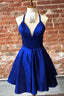 Simple Halter Royal Blue Short Homecoming Dress